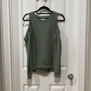 Olive green cold shoulder sweatshirt